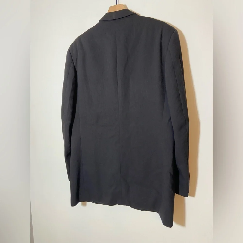 Sergio Valentino Black 3 Button 100% Wool 52 6 L Blazer Jacket Super 100’s
